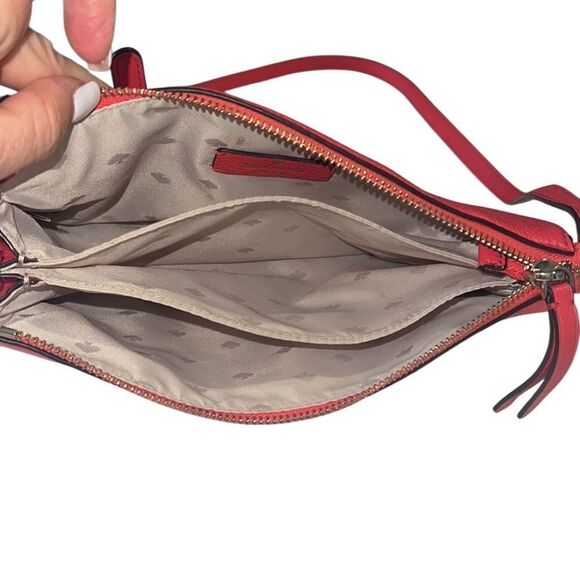 Kate Spade Coral Leila Triple Gusset Adjustable Strap Leather Crossbody - Picture 7 of 13